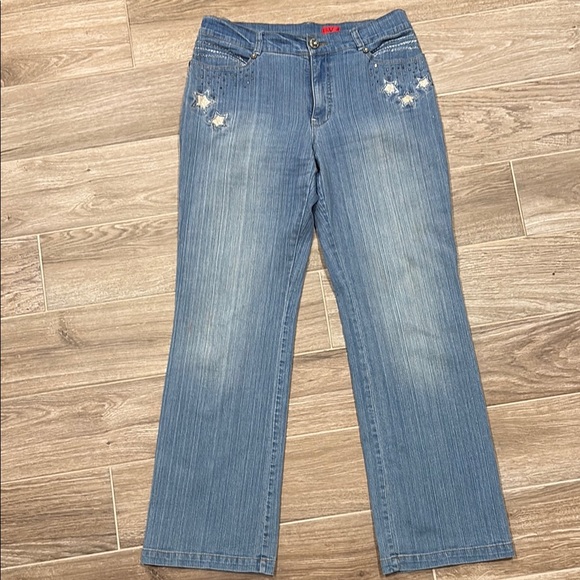 V Cristina Denim - V Cristina Blue Straight Leg Jeans with Classic Indigo Wash